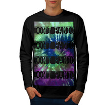 Wellcoda Don&#39;t Panic Mens Long Sleeve T-shirt, Psychedelic Graphic Design - £18.07 GBP