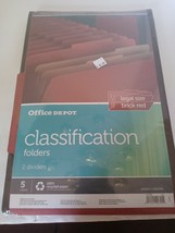 Office Depot Classification Folders 2 Dividers 5 Ct Legal sz Brick Red - $30.68