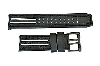 Primary image for Luminox watch band Strap 1140/1148Tony Kanaan 26 Black Leather W/white Stripes