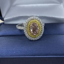 1Ct Oval Igi Vivid Pink Kunstdiamanten Grown Diamant Verlobungsring 14K Weißgold - $4,799.12