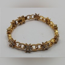 Vintage CZ, Gold over Flower Bracelet - $35.00