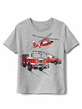 Gap Kids Boys Heather Gray Fire Rescue Graphic Short Sleeve  T-shirt 18-24M - £11.05 GBP