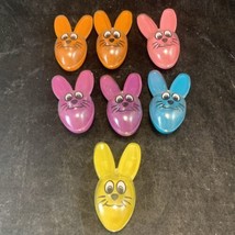 7 Vintage Sun Hill Plastic Easter Bunny Head Container Ornaments Multicolor - £9.58 GBP