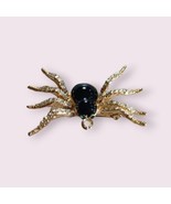 Vintage Goldtone Spider Brooch, Green Eyes, Rhinestones - £15.96 GBP