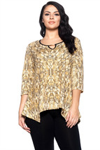 Hot Ginger Ladies Blouse Shark Bite Tunic Top Yellow Animal Print Size 4XL - £19.91 GBP