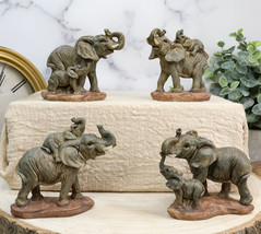 Ebros African Safari Elephant Mother &amp; Calf Family Set of 4 Mini Figurines - £17.39 GBP