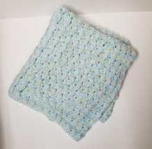 Handmade Afghan Crochet Blanket Blue Pastel Colors Shell 54x25 Narrow Skinny - $10.89