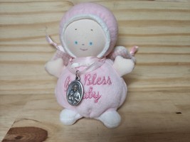 Baby Gund God Bless Baby Angel Pink White Baby Girl Rattle  chain necklace - $8.31