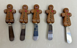 Vintage Christmas Gingerbread Cheese Spreaders Butter Knives Set Of 5 - $8.55