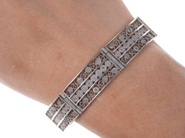 Vintage 800 Silver filigree hinged bangle bracelet - $51.98