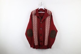 Vintage 90s Coogi Style Mens 2XL Elbow Patch Zip Button Knit Cardigan Sweater - £58.92 GBP