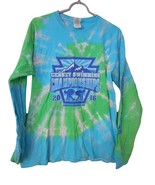 Unisex Green Blue Tie Dye Sz L Long Sleeve  T-shirt Double sided cotton ... - $7.19