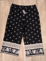 NEW J. JIll Wearever Collection Full Leg Cropped Pants sz Large Black Paisley - £54.94 GBP