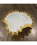 Fenton Amber Gold Crest Bowl Triangular Bon Bon Candy 5 3/4&quot; Wide - $34.53 CAD