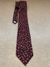 CROCODILE Silk Pointed Neck Tie-Vintage Red/Blue Designer 3.5”W KOREA EUC - $12.38