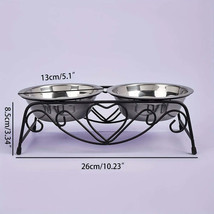 Set Of Stainless Steel Pet Bowls (one Base, Two Stainless Steel Bowls) - £31.09 GBP