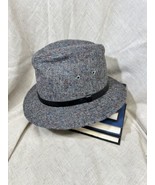 Stetson Hat Mens Fedora Grey Wool Tweed Made USA Vintage Medium Red Blue - $27.24 CAD