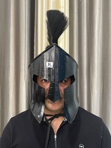 300&quot; King Leonidas Spartan Greek Helmet Black Plume Medieval Helmet Reenactment - £119.10 GBP