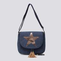 Navy Cross Body with Gold Star Messenger Bag - $45.95