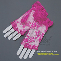 Flower Pattern Half Finger Lace Gloves with Ruffle Wrist Length 2BL - £12.57 GBP+
