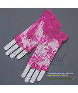 Flower Pattern Half Finger Lace Gloves with Ruffle Wrist Length 2BL - $21.79 CAD+