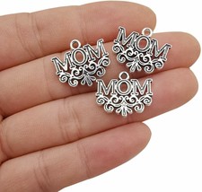 Mom Charms Word Pendants Inspirational Mothers Day Findings Antiqued Silver 4pcs - £2.83 GBP