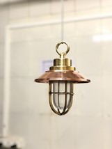 Nautical Style Brass Hanging Light With Chain Indoor New And Copper Shad... - £118.52 GBP
