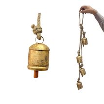 Vintage Brass Finishh Cow Bell Decoration with Rope Hanger, Cow Bell for Rustic  - £31.36 GBP