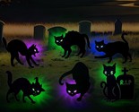 Decorations Outdoor - 6Pcs Black Cat Lawn Decorations Signs With Led Lig... - £25.69 GBP