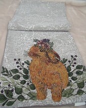 NEW Sweet BUNNY Tapestry TABLE RUNNER 13&quot; X 72&quot; Flowers Easter Spring Decor - £19.14 GBP