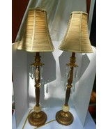 2 Buffet table Lamps crystals marble excellent condition 35 dale lightni... - $261.35