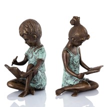 SPI Home Pair of Cast Brass Hand Painted Boy &amp; Girl Bookends - £200.21 GBP