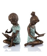 SPI Home Pair of Cast Brass Hand Painted Boy &amp; Girl Bookends - £197.02 GBP