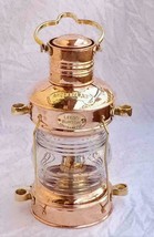  Nautical Maritime Anchor Oil Lamp ~ Lantern Brass &amp; Copper Leeds Burton ANTIQUE - £75.59 GBP