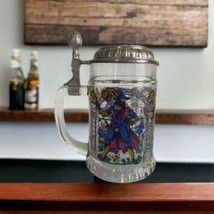 Vintage German BMF Glass Beer Stein Pewter Lid Stained Glass Crackle Pat... - £15.36 GBP