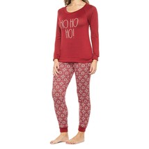 BNWT Rae Dunn “Ho Ho Ho” Pajamas, Long Sleeve, Women, Size M, Rio Red/Nordic Geo - £19.40 GBP