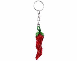 Mia Jewel Shop Chili Pepper Vegetable Seed Bead 3D Figurine Keychain Metal Ring  - £12.73 GBP