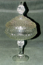 Vintage Indiana Glass Diamond Point Pedestal Candy Dish/Compote With Lid - $22.36