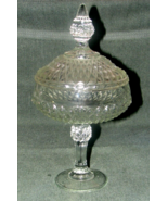 Vintage Indiana Glass Diamond Point Pedestal Candy Dish/Compote With Lid - £17.58 GBP