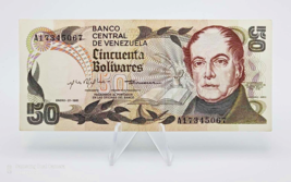 Venezuela Commemorative Banknote 50 bolivares  27-1-1981  Pick # 58 AU - £9.33 GBP