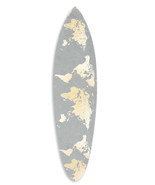Grey And Gold World Map Surfboard Wall Art - £509.44 GBP