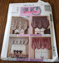 McCalls 648 4620 Window Treatment Valance Shade Sewing Pattern Home Decor - $5.93