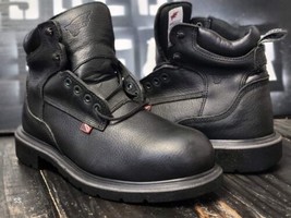 Red Wing Shoes USA 2213 Black Leather Steel Toe Boots Men 7.5 Women 9 EE Width - £116.94 GBP