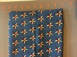 fabric- Patriotic Military Metal Colored Stars on Blue 1/2  yrd - £3.14 GBP