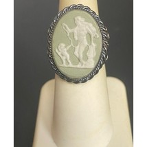 VINTAGE HOUSE OF SCHRAGER 925 STERLING SILVER WEDGWOOD JASPERWARE RING S... - $113.51