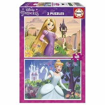 2-Puzzle Set Disney Princess Cinderella and Rapunzel 48 Pieces - £46.10 GBP