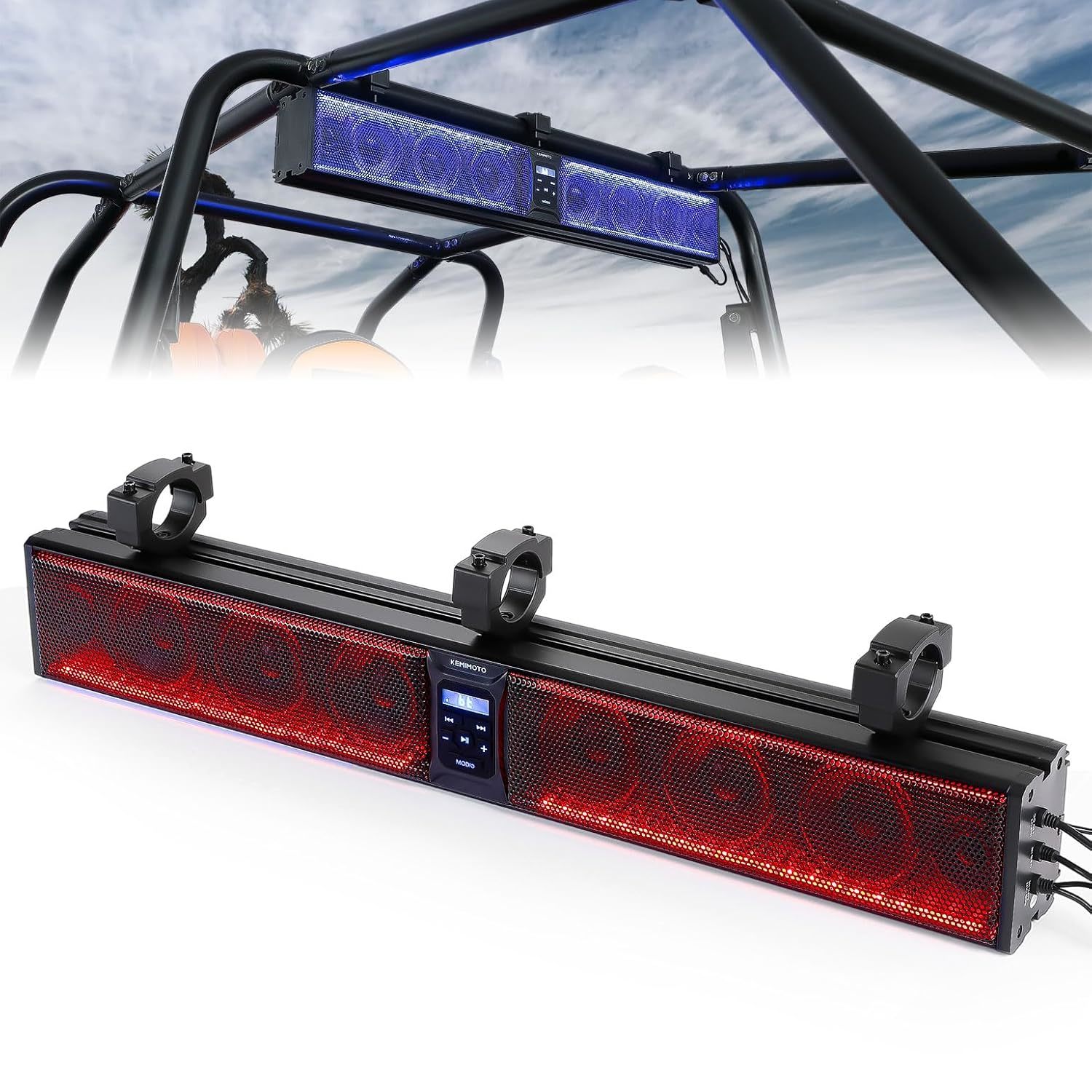 33-Inch 8-Speaker Louder Rgb Utv Sound Bar Waterproof Bluetooth Music Sync Multi