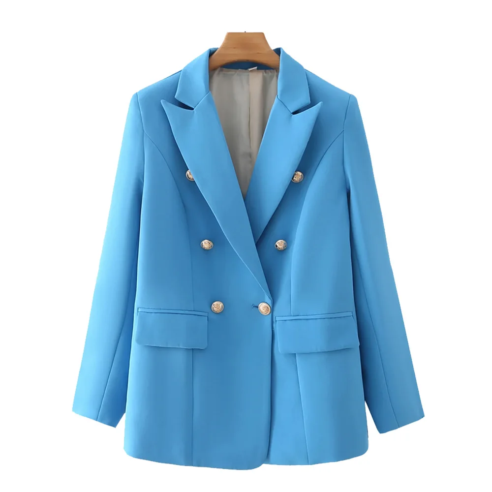 ZEVITY Women  Double Breasted Candy Color Blazer Coat Vintage Long Sleeve Flap P - £147.70 GBP