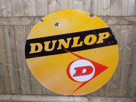 Vintage Dunlop Tire Porcelain Double Sided Sign - $7,321.26 MXN