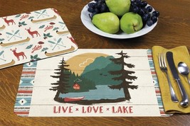 CounterArt Vintage Lake Placemat 17x11&quot; Set of 4 Live Love Lake Double S... - £28.78 GBP